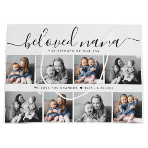 Grand Sac Cadeau Bien-aimée Nana Grand-mère Custom Family Photo Kee