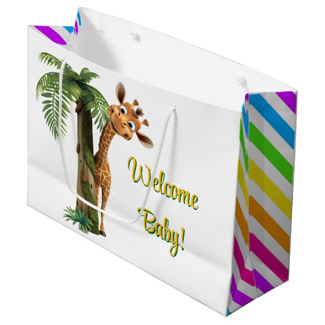 Grand Sac Cadeau Bienvenue Baby Giraffe (Devant Angle)