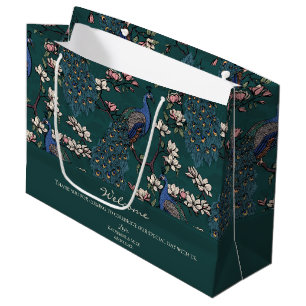 Grand Sac Cadeau Bienvenue Pics Floraux Turquoises foncés