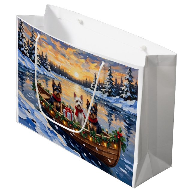 Grand Sac Cadeau Biewer Terrier Christmas Boat Holiday (Devant Angle)
