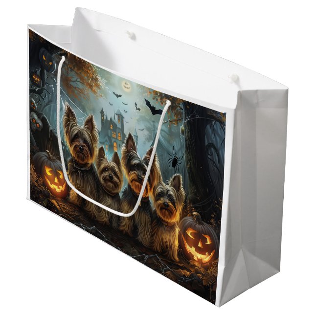 Grand Sac Cadeau Biewer Terrier Halloween Night Doggy Délice (Devant Angle)