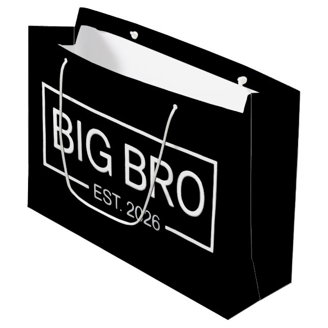 Grand Sac Cadeau Big Bro Est. 2026 New Big Brother Pregnancy Baby (Devant Angle)