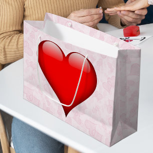 Grand Sac Cadeau Big Red Heart Pink Saint Valentin
