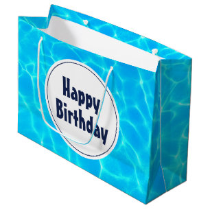 Grand Sac Cadeau Billard bleu clair eau photo Anniversaire