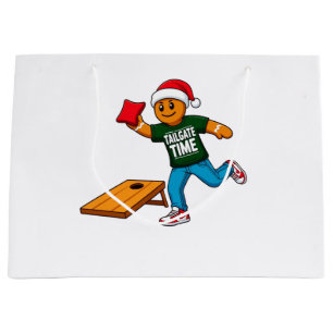 Grand Sac Cadeau Biscuit de Noël Cornhole Sport de Noël Vacances