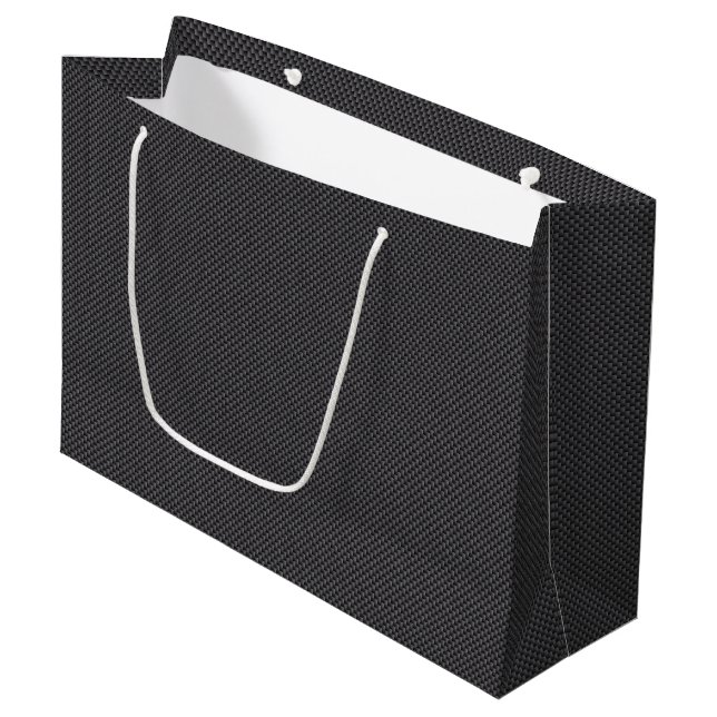 Grand Sac Cadeau Black and Grey Carbon Fiber Material (Devant Angle)