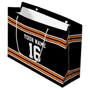 Grand Sac Cadeau Black avec Orange White Stripes Team Jersey