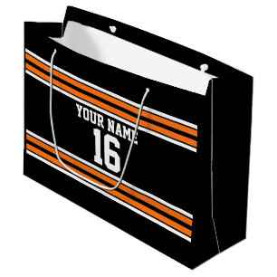 Grand Sac Cadeau Black avec Orange White Stripes Team Jersey