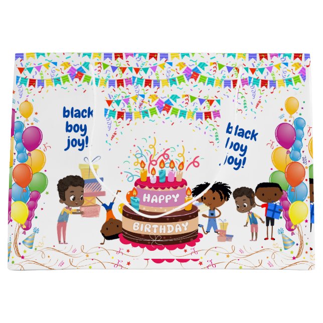 Grand Sac Cadeau Black Boy Joy Anniversaire (Devant)
