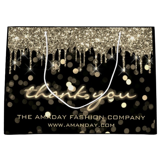 Grand Sac Cadeau Black Gold Merci Shop Nom Boutique Shop (Devant)