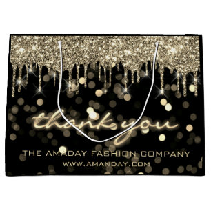 Grand Sac Cadeau Black Gold Merci Shopping Nom Boutique Shopping