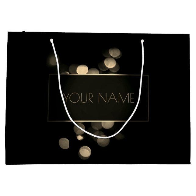 Grand Sac Cadeau Black Gold Minimal Name Luxury Branding Lights (Dos)