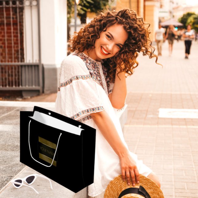 Grand Sac Cadeau Black Gold Nom minimal Luxury Branding Beauté (Black Gold Minimal Name Luxury Branding Beauty Large Gift Ba)