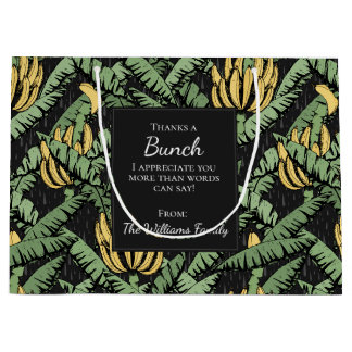 Grand Sac Cadeau Black Merci à une bande de bananes tropicales Appr