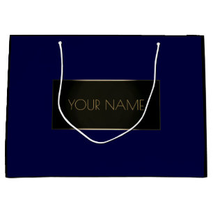 Grand Sac Cadeau Black Navy Gold Minimal Name Luxury Brand VIP