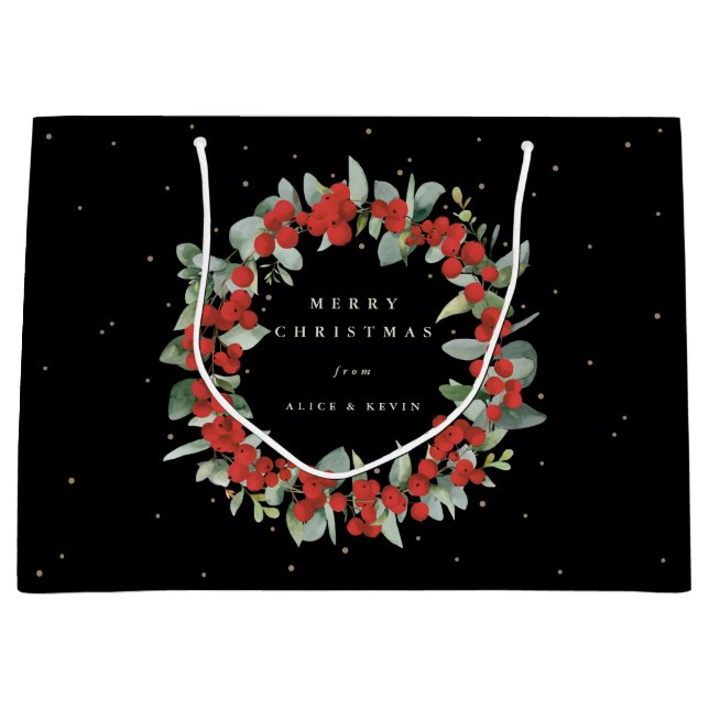 Grand Sac Cadeau Black Red Berry+Eucalyptus Noël/Fêtes (Devant)