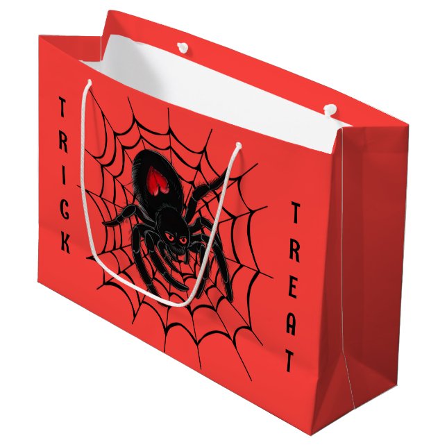 Grand Sac Cadeau Black Spider en Web (Devant Angle)