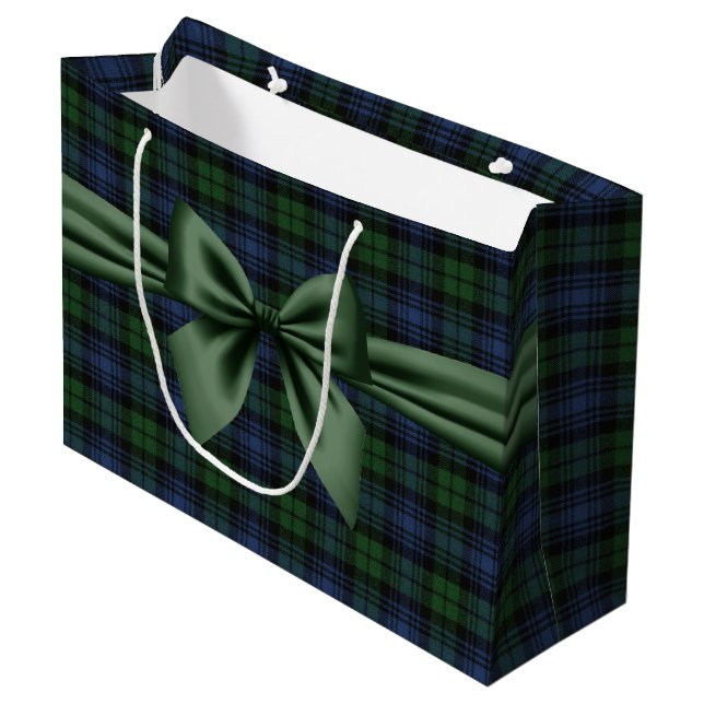 Grand Sac Cadeau Black Watch Tartan écossais antique (Devant Angle)