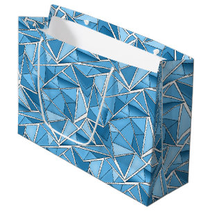 Grand Sac Cadeau Bleu ciel et formes géométriques bleues motif mode