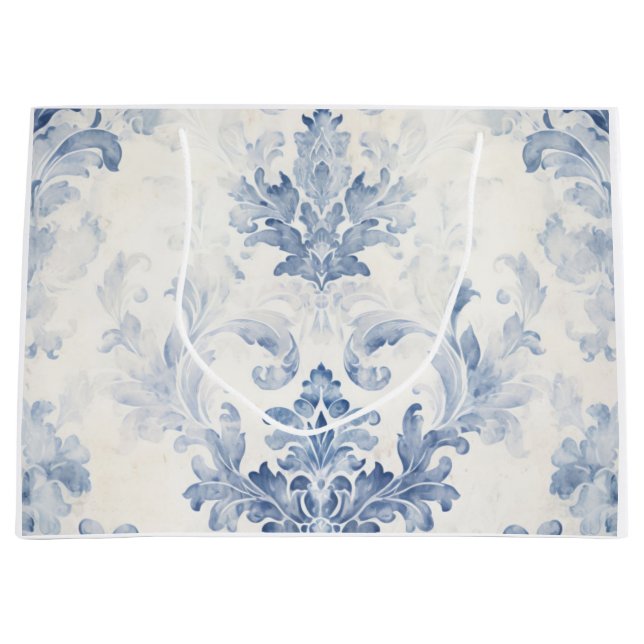 Grand Sac Cadeau Bleu clair Damas Grand (Devant)