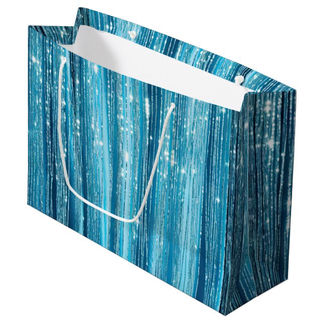 Grand Sac Cadeau Bleu de verre d'Aqua (Devant Angle)