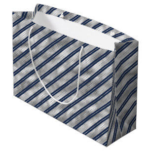Grand Sac Cadeau Bleu et gris brillant