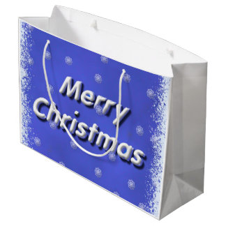 Grand Sac Cadeau bleu Frost du Joyeux Noël 3D