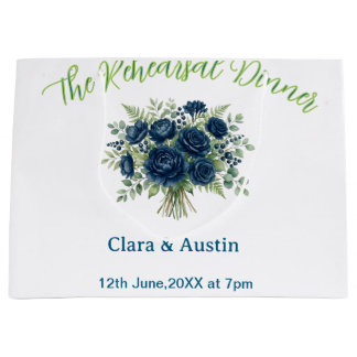 Grand Sac Cadeau bleu vert floral le dîner de répétition modifiable