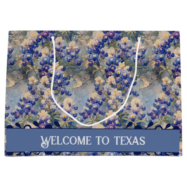 Grand Sac Cadeau Bleuets commémoratifs du Texas, (Devant)