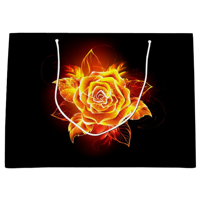 Grand Sac Cadeau Blooming Fire Rose (Devant)