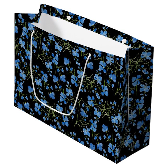Grand Sac Cadeau Blue Cosmos Flowers (Devant Angle)