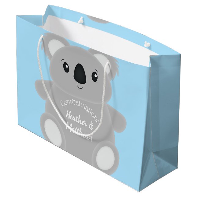 Grand Sac Cadeau Blue Koala Bear Baby shower (Dos Angle)