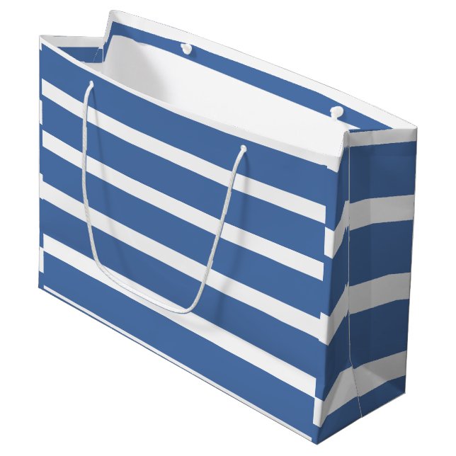 Grand Sac Cadeau Blue Stripes  (Devant Angle)