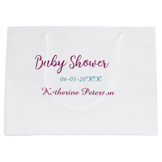 Grand Sac Cadeau Blue yellow baby shower name date animal ear cute