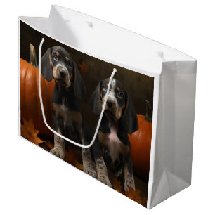 Grand Sac Cadeau Bluetick Coonhound Chiot Automne Citrouille de pla