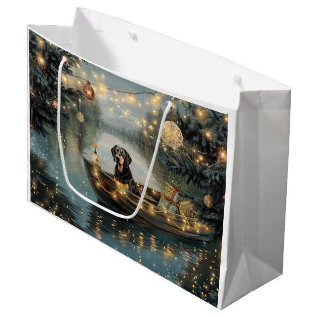 Grand Sac Cadeau Bluetick Coonhound Noël Festive Voyage (Devant Angle)