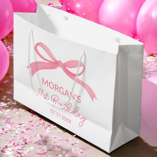 Grand Sac Cadeau Blush Pink Bow Anniversaire Fête Nom du repas