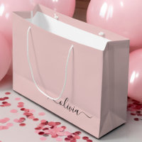 Blush Rose Noir Moderne Écriture Féminine Monogram