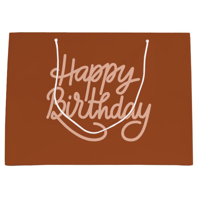 Grand Sac Cadeau Boho Été Brown Terracotta Branché Joyeux Anniversa (Devant)