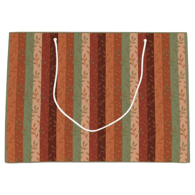 Grand Sac Cadeau Boho Leaf Motif Rustic Home Décor (Devant)