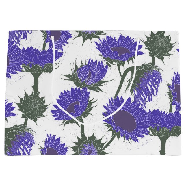Grand Sac Cadeau Bois Imprimer Tournesol violet (Devant)