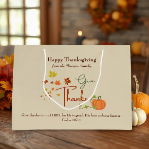 Grand Sac Cadeau Bon thanksgiving de la Bible Nom personnalisé