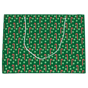 Grand Sac Cadeau Bonbon de Noël Rouge Vert Canne à sucre