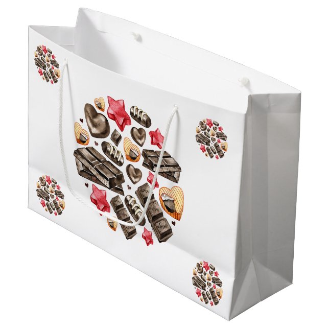 Grand Sac Cadeau Bonbons Choco pour fêtes (Devant Angle)