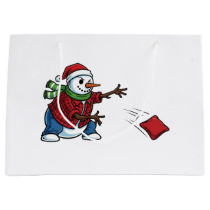 Grand Sac Cadeau Bonhomme de neige Cornhole Noël 2026 Vacances Tail