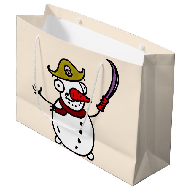 Grand Sac Cadeau bonhomme de neige pirate Noël (Devant Angle)