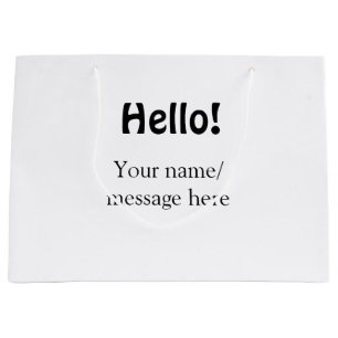 Grand Sac Cadeau Bonjour ajoutez un message de nom simple modèle co