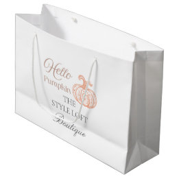Grand Sac Cadeau Bonjour Citrouille Marque d'Automne pour Boutique