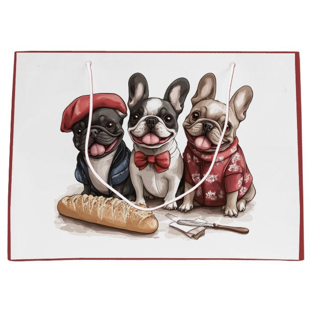 Grand Sac Cadeau Bonjour French Bulldogs (Devant)