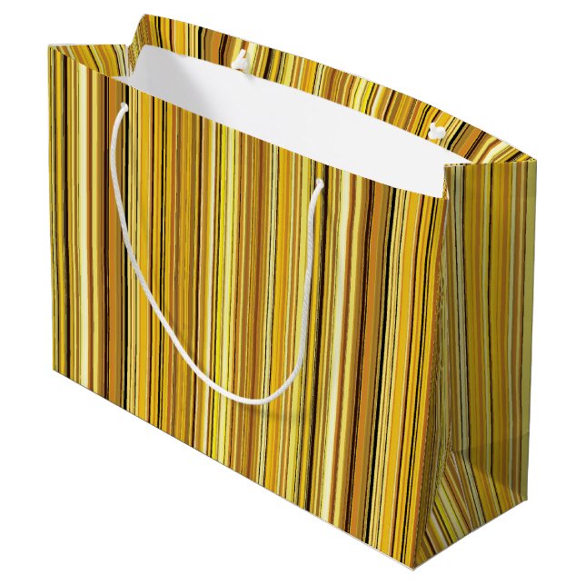 Grand Sac Cadeau Bons rayures dorées brun (Dos Angle)